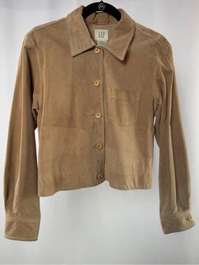 Y2K GAP Pigskin Suede Button Front Jacket in Light Brown Size XS